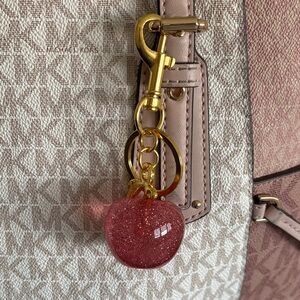 ☀️Gold and Red Glitter Apple Keychain